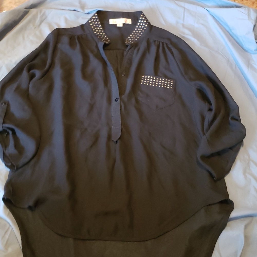 Sheer black high low fashion top